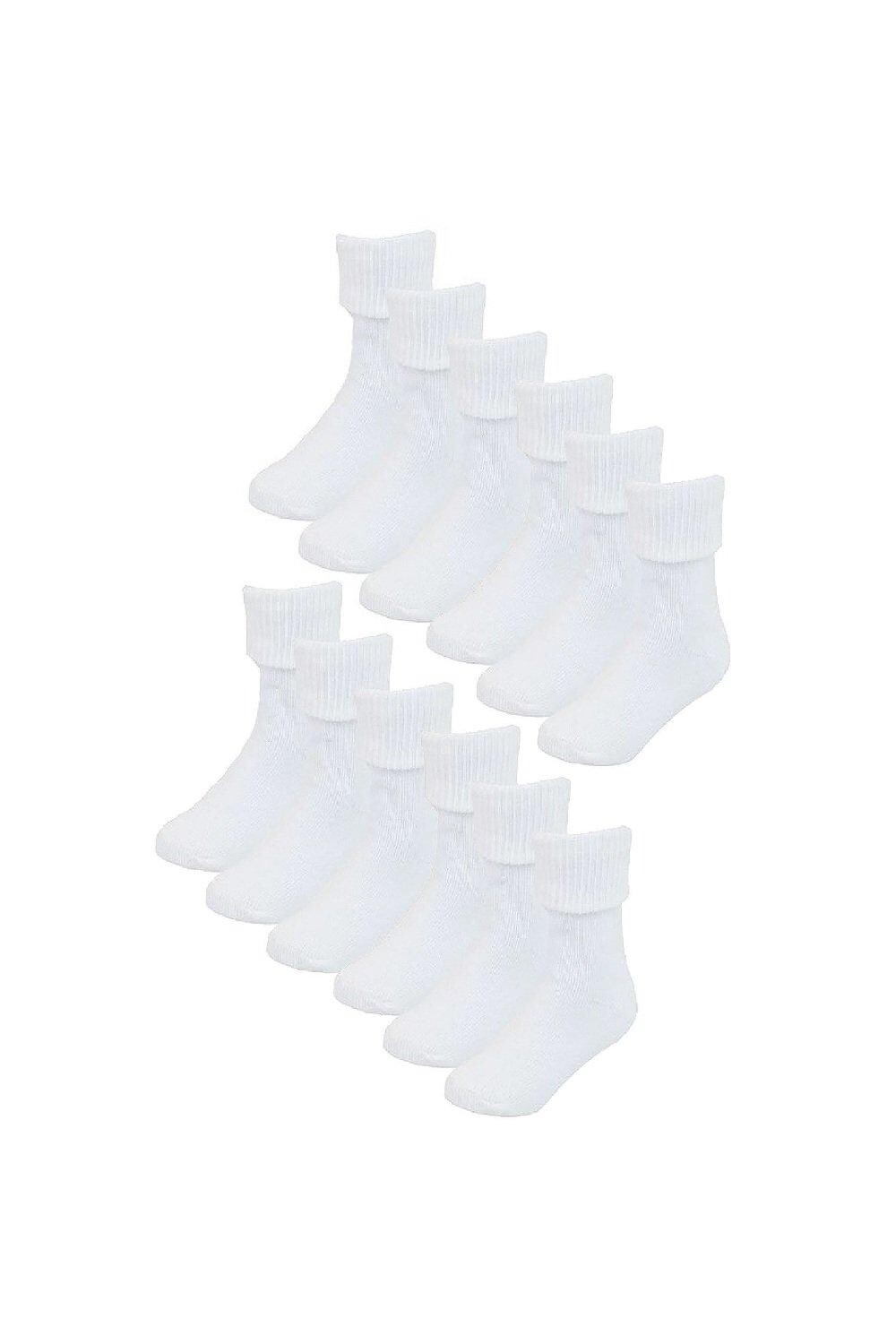 6 пар однотонных мягких хлопковых носков с переворачиванием для малышей Sock Snob, белый 
6 пар однотонных мягких хлопковых носков с переворачиванием для малышей Sock Snob, белый