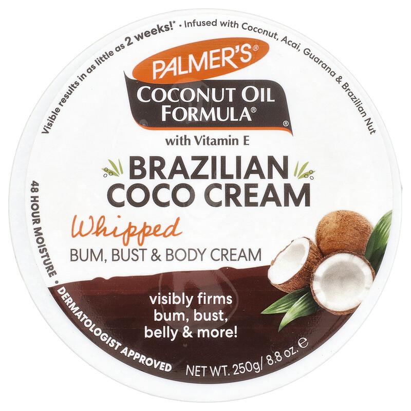 Palmer's, Coconut Oil Formula с витамином E, бразильский кокосовый крем, взбитый, 250 г (8,8 унции)
Palmer's, Coconut Oil Formula с витамином E, бразильский кокосовый крем, взбитый, 250 г (8,8 унции)