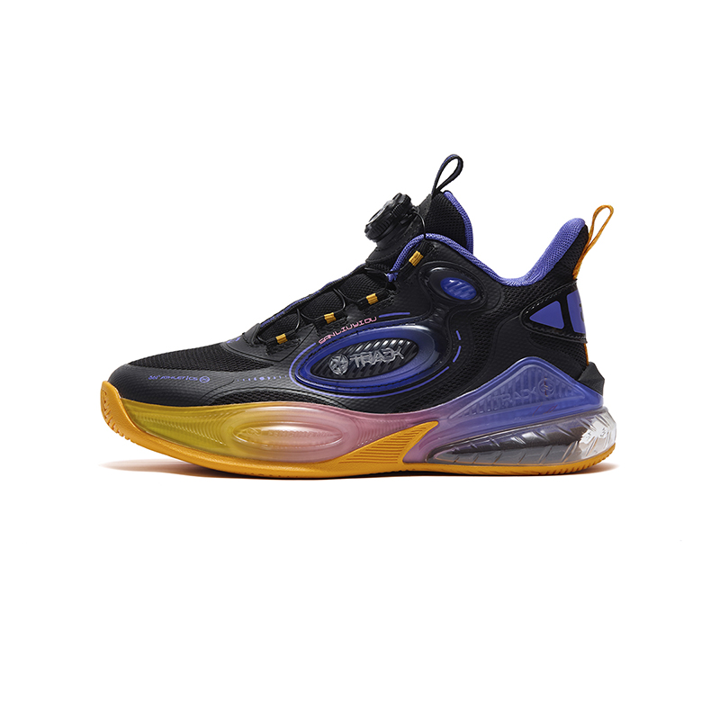 Детские баскетбольные кроссовки с высоким верхом, амортизацией, противоскользящими и износостойкими подошвами 361°KIDS, черный/желтый/фиолетовый 
Детские баскетбольные кроссовки с высоким верхом, амортизацией, противоскользящими и износостойкими подошвами 361°KIDS, черный/желтый/фиолетовый