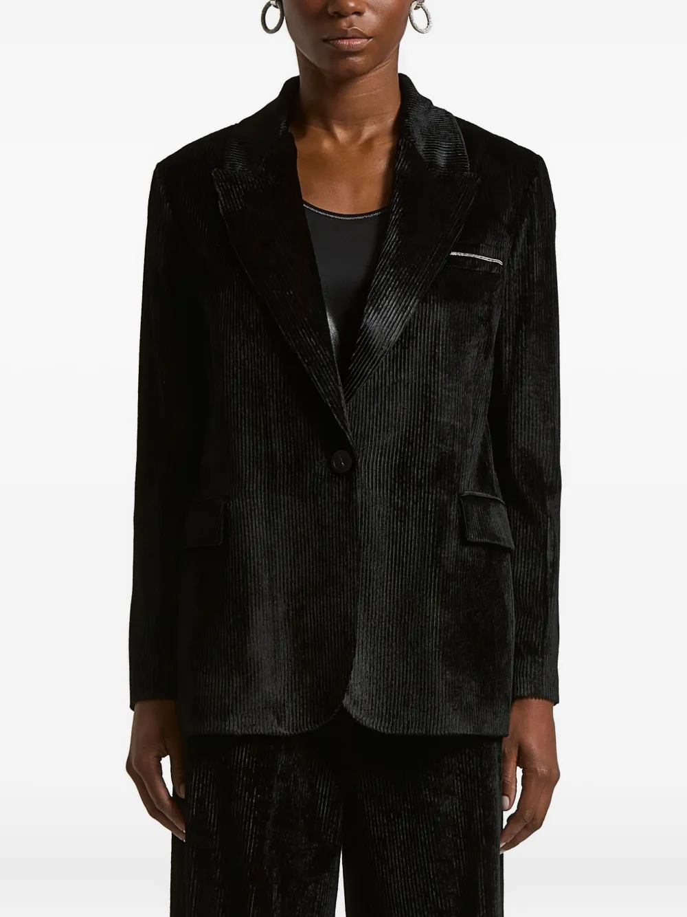 Вельветовый однобортный пиджак Peserico, черный
Вельветовый однобортный пиджак Peserico, черный