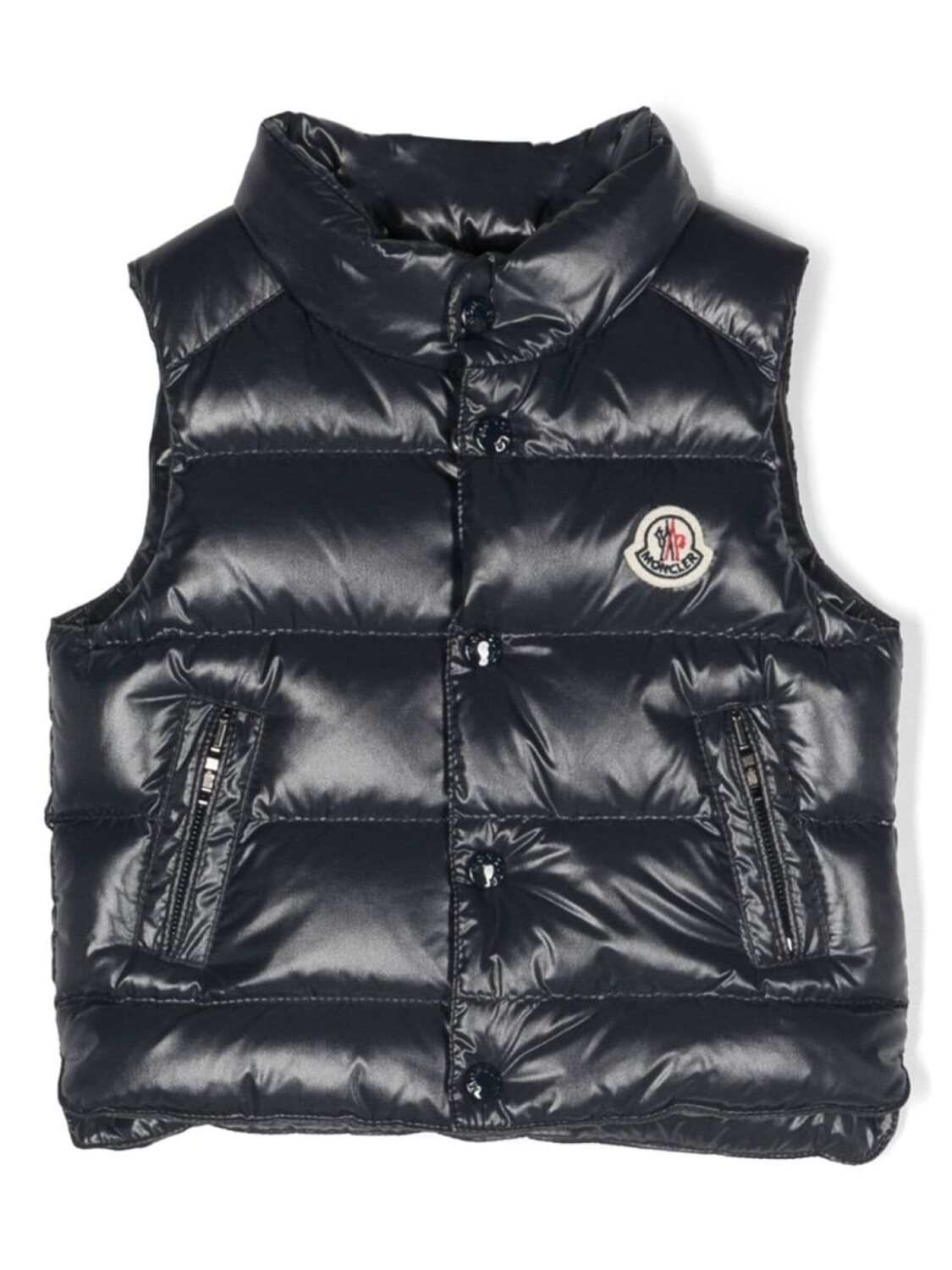 Moncler Enfant стеганый жилет с нашивкой-логотипом, синий 
Moncler Enfant стеганый жилет с нашивкой-логотипом, синий