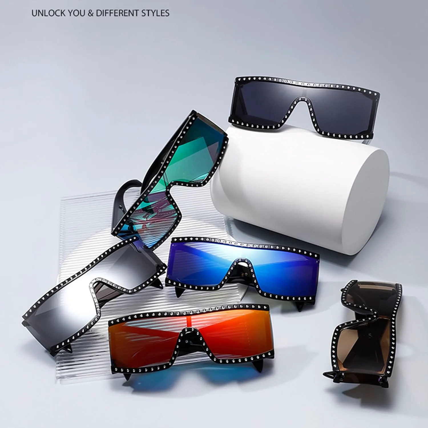 bullabulling Большие цельные квадратные солнцезащитные очки для женщин и мужчин в винтажном панк-стиле, с большой оправой, защита от УФ-излучения UV400, Silver/Silver
bullabulling Большие цельные квадратные солнцезащитные очки для женщин и мужчин в винтажном панк-стиле, с большой оправой, защита от УФ-излучения UV400, Silver/Silver