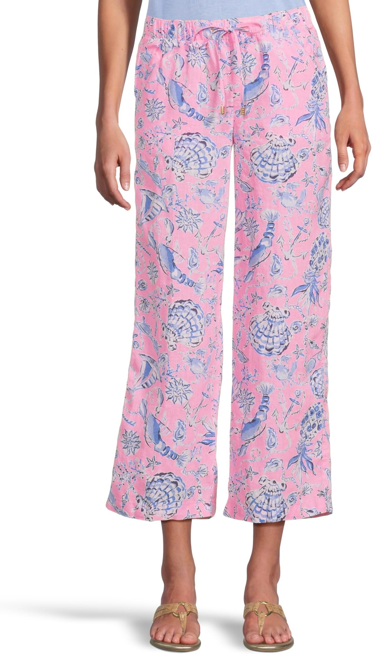 Брюки Lilly Pulitzer Brawley Linen Crop Pants, цвет Rousseau Pink Barefoot Beachcombers
Брюки Lilly Pulitzer Brawley Linen Crop Pants, цвет Rousseau Pink Barefoot Beachcombers