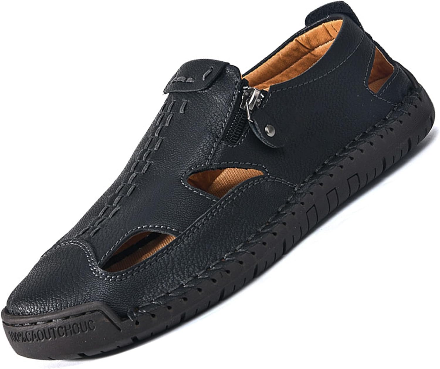 Мужские закрытые сандалии-рыбаки из кожи с эластичной надевной конструкцией, Дышащие, удобные повседневные мокасины для лета, вождения на улице и прогулок, Боковая молния, ручная строчка Devileyeze, черный
Мужские закрытые сандалии-рыбаки из кожи с эластичной надевной конструкцией, Дышащие, удобные повседневные мокасины для лета, вождения на улице и прогулок, Боковая молния, ручная строчка Devileyeze, черный
