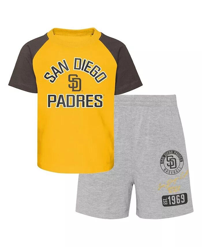 Комплект из футболки и шорт реглан San Diego Padres Ground Out Baller золотистого и серого цвета для мальчиков и девочек Outerstuff
Комплект из футболки и шорт реглан San Diego Padres Ground Out Baller золотистого и серого цвета для мальчиков и девочек Outerstuff