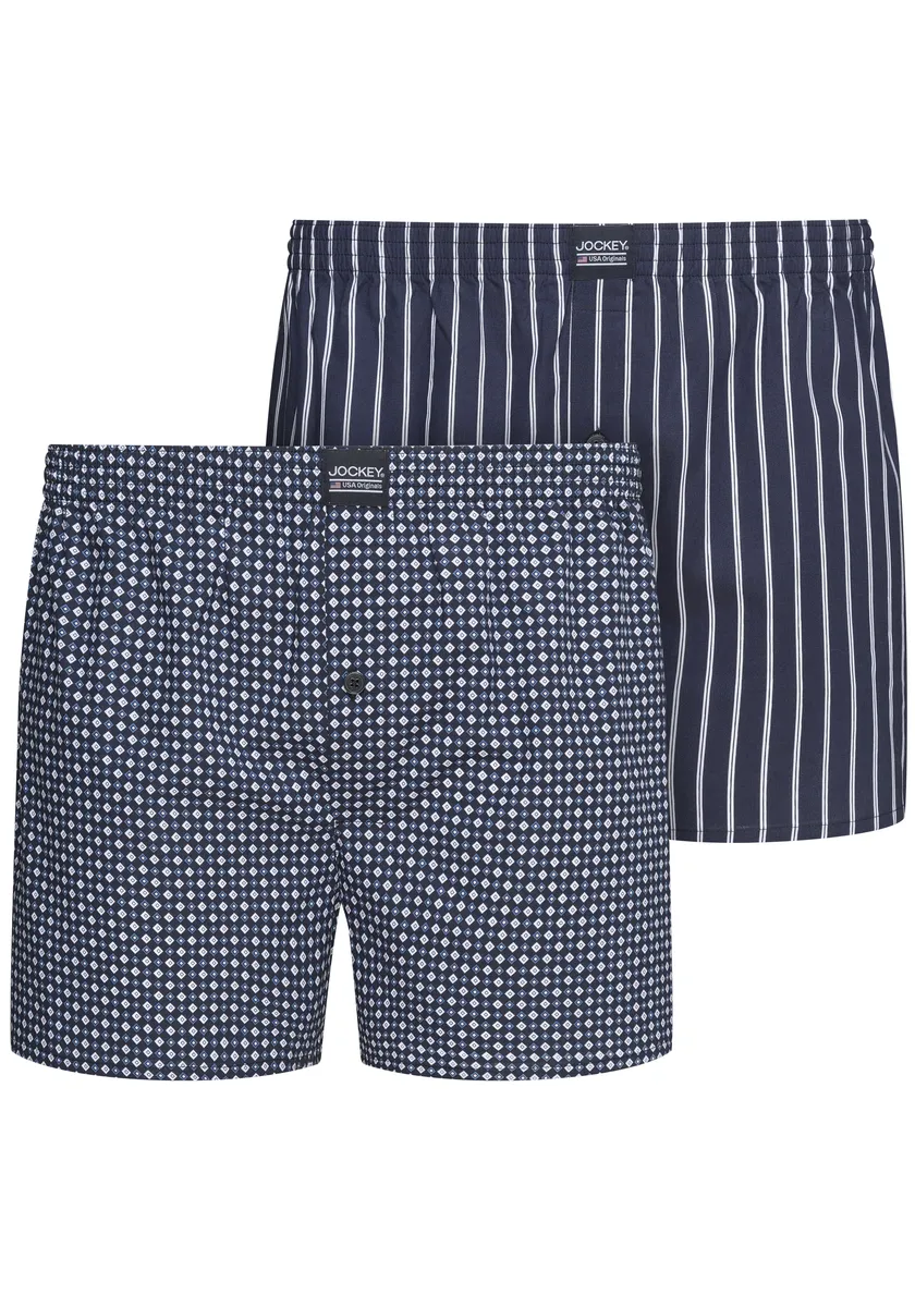 Жокейские веббоксеры Everyday Woven (упаковка, 2 шт.), с ширинкой и эластичным поясом Jockey, синий 
Жокейские веббоксеры Everyday Woven (упаковка, 2 шт.), с ширинкой и эластичным поясом Jockey, синий