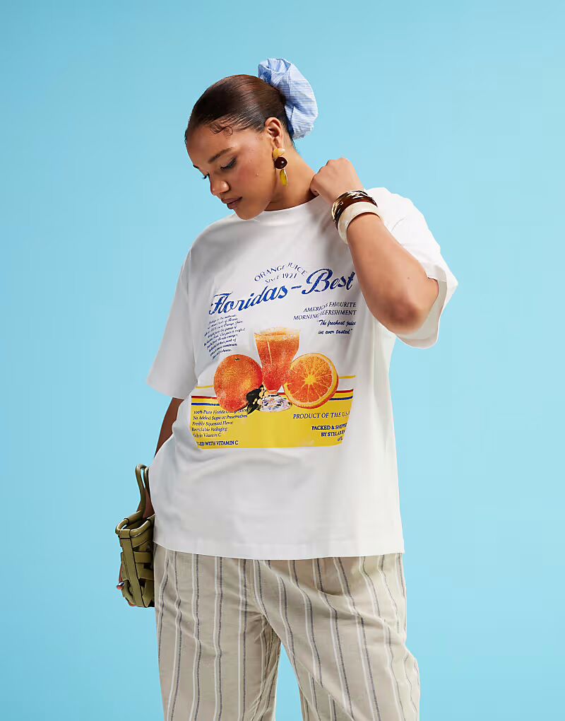 Футболка свободного кроя ASOS DESIGN Curve с принтом апельсинового сока белого цвета ASOS Curve
Футболка свободного кроя ASOS DESIGN Curve с принтом апельсинового сока белого цвета ASOS Curve