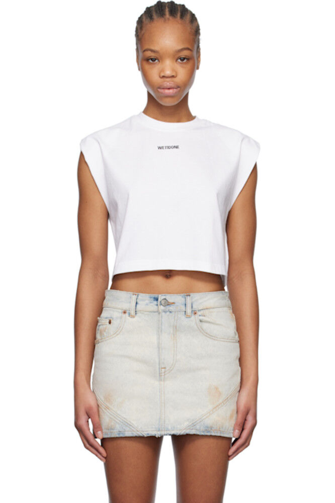 Белый топ без рукавов с круглым вырезом We11done
Белый топ без рукавов с круглым вырезом We11done