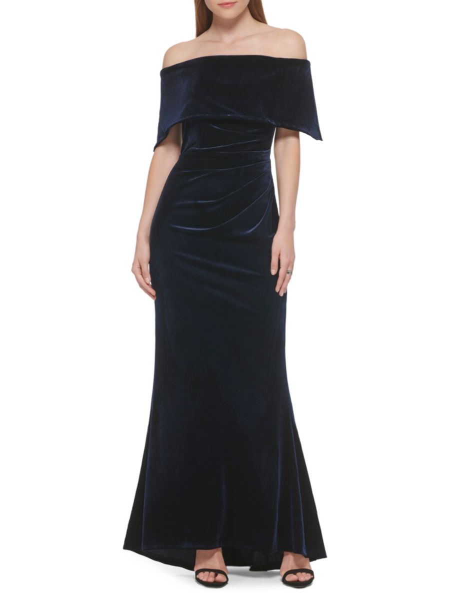 Бархатное платье с открытыми плечами Vince Camuto, темно-синий
Бархатное платье с открытыми плечами Vince Camuto, темно-синий