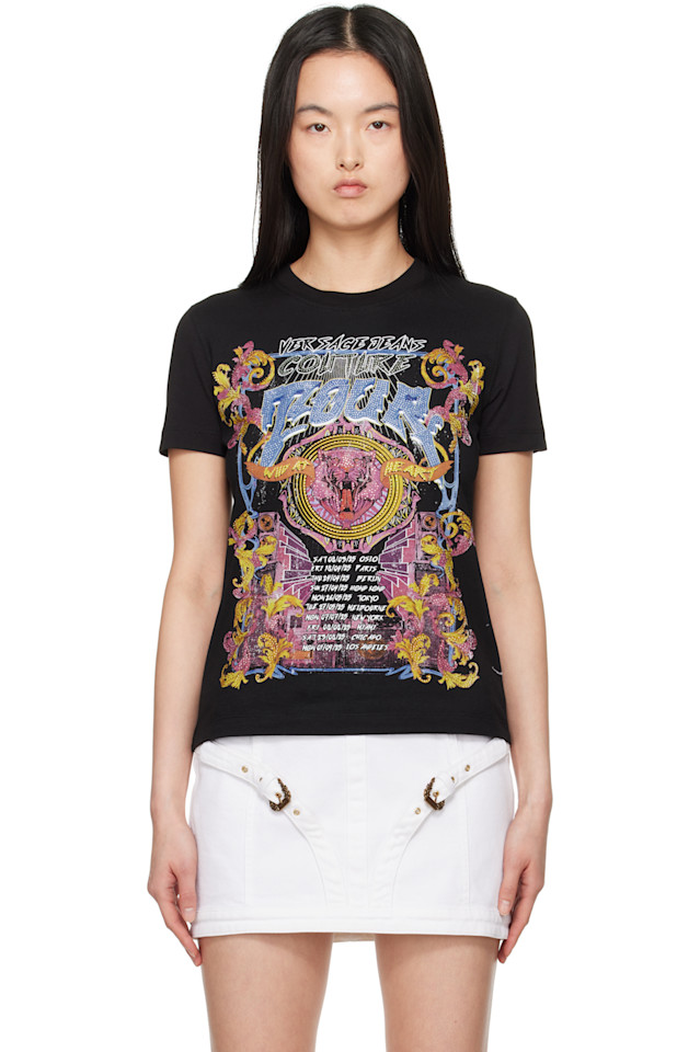 Футболка с логотипом Crystal Tour Versace Jeans Couture, черный 
Футболка с логотипом Crystal Tour Versace Jeans Couture, черный