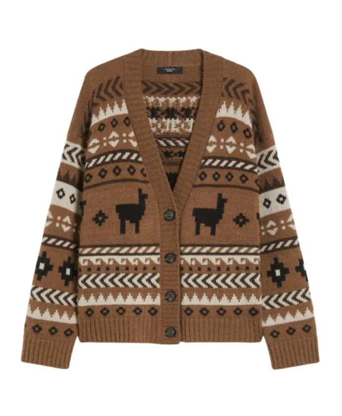 Жаккардовый кардиган Weekend Max Mara, коричневый
Жаккардовый кардиган Weekend Max Mara, коричневый