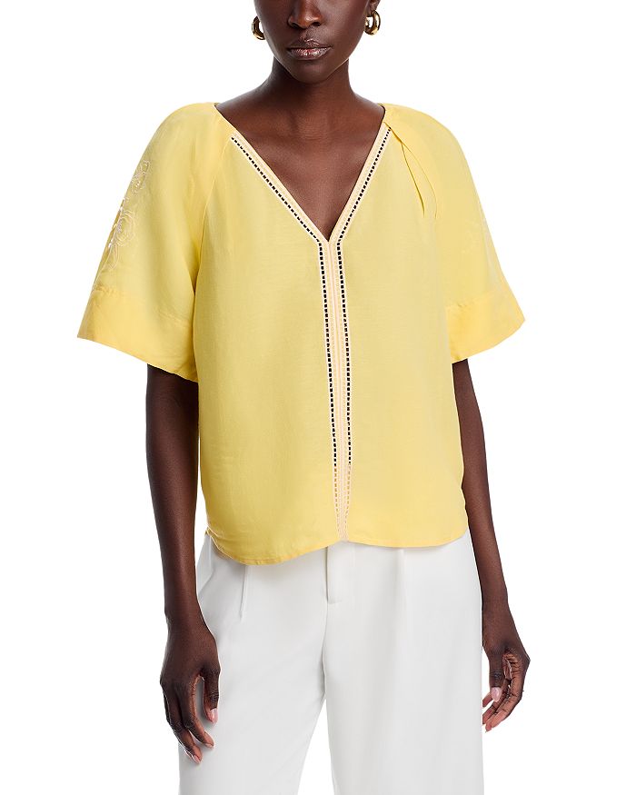 Блузка с V-образным вырезом T Tahar T Tahari, желтый
Блузка с V-образным вырезом T Tahar T Tahari, желтый