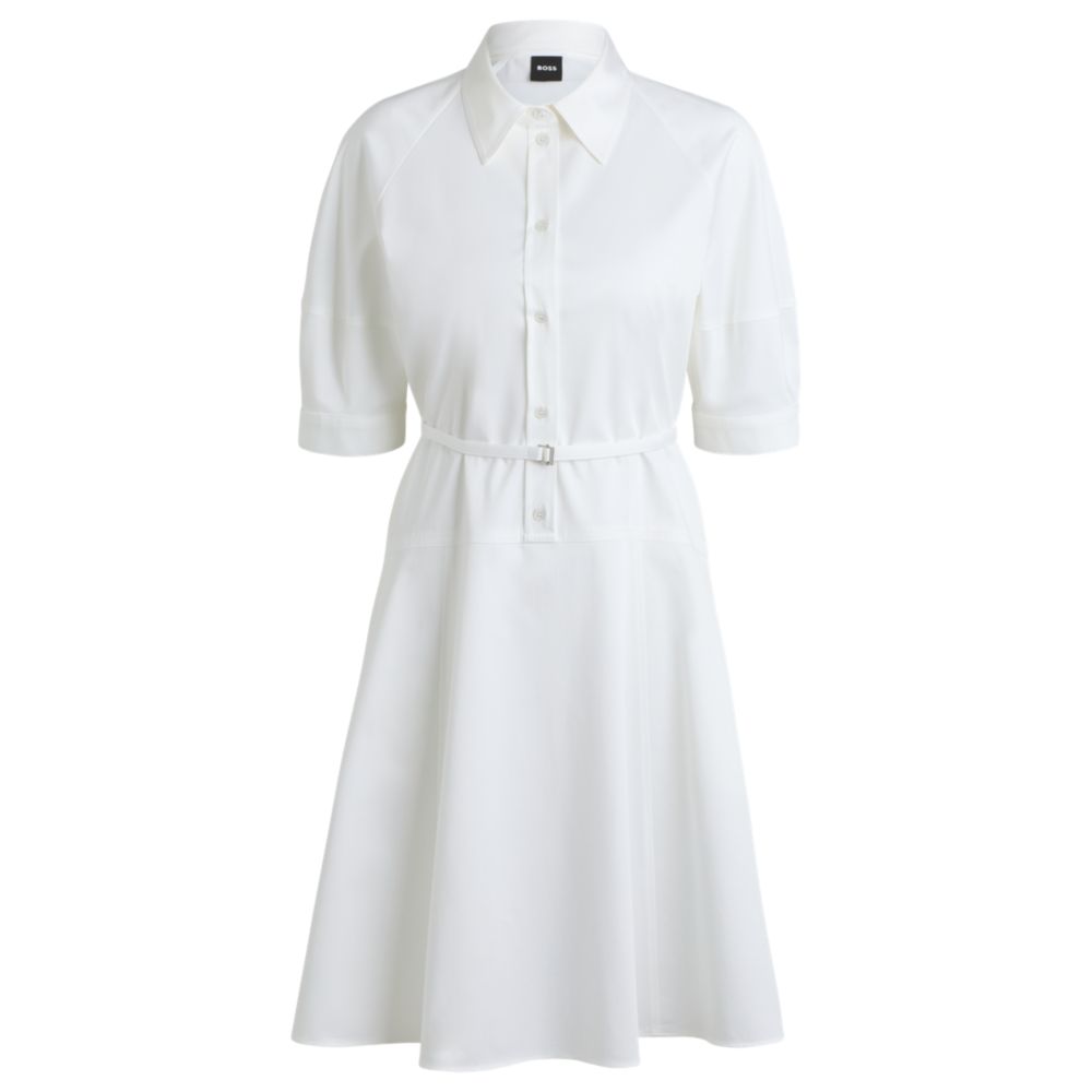 Платье-рубашка из эластичного хлопка с полукруглой планкой Boss, белый
Платье-рубашка из эластичного хлопка с полукруглой планкой Boss, белый