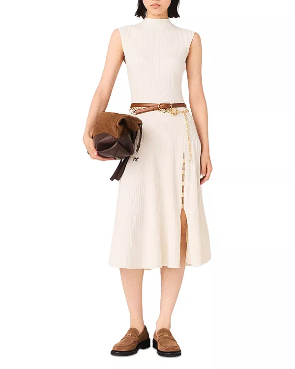 Платье в рубчик с боковым разрезом Maje, белый
Платье в рубчик с боковым разрезом Maje, белый