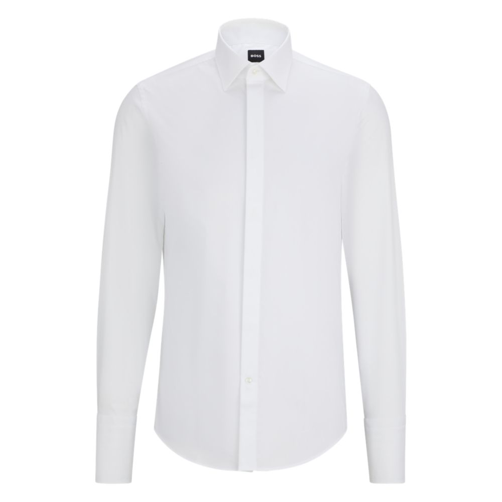 Рубашка облегающего кроя из эластичного хлопка, легкого в глажке BOSS, белый
Рубашка облегающего кроя из эластичного хлопка, легкого в глажке BOSS, белый