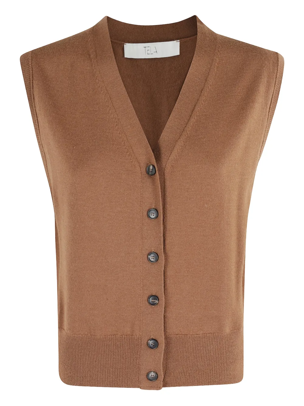 Кардиган без рукавов с застежкой на пуговицы спереди Tela, коричневый
Кардиган без рукавов с застежкой на пуговицы спереди Tela, коричневый