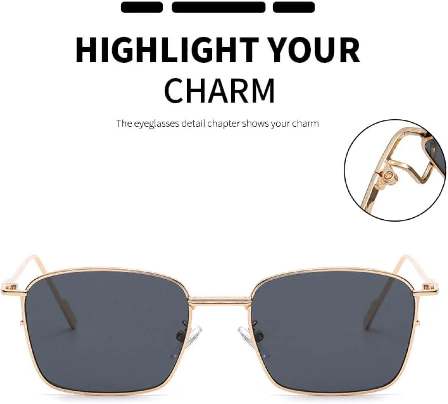 Солнцезащитные очки без оправы прямоугольной формы для мужчин и женщин, модные квадратные очки с защитой от УФ-излучения UV400, винтажные очки MTZJH, Gold Frame Grey
Солнцезащитные очки без оправы прямоугольной формы для мужчин и женщин, модные квадратные очки с защитой от УФ-излучения UV400, винтажные очки MTZJH, Gold Frame Grey