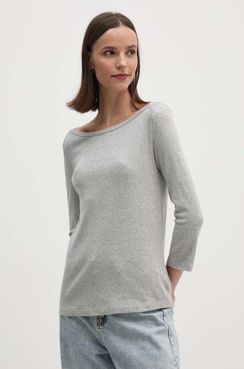 Хлопковый топ с длинными рукавами United Colors of Benetton, серый 
Хлопковый топ с длинными рукавами United Colors of Benetton, серый