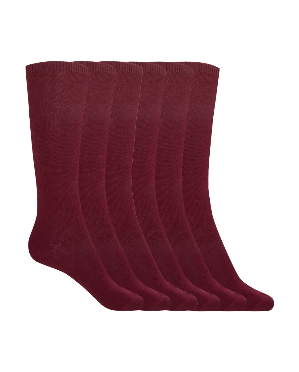 Набор из 6 пар однотонных хлопковых носков Basix Punto Blanco, бордовый 
Набор из 6 пар однотонных хлопковых носков Basix Punto Blanco, бордовый