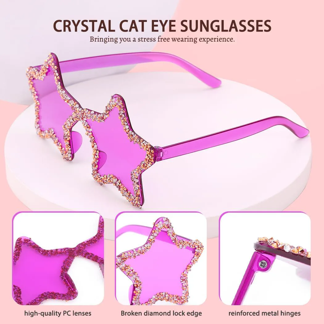 Солнцезащитные очки Woeoe без оправы в форме звезды, украшенные стразами, для женщин, с бриллиантовыми кристаллами, аксессуар для костюмированной вечеринки, Purple
Солнцезащитные очки Woeoe без оправы в форме звезды, украшенные стразами, для женщин, с бриллиантовыми кристаллами, аксессуар для костюмированной вечеринки, Purple
