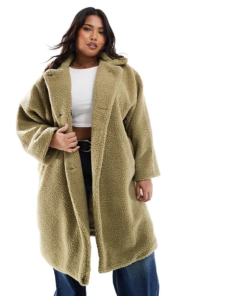 Двубортная куртка DTT Plus из искусственного меха цвета хаки Don't Think Twice
Двубортная куртка DTT Plus из искусственного меха цвета хаки Don't Think Twice