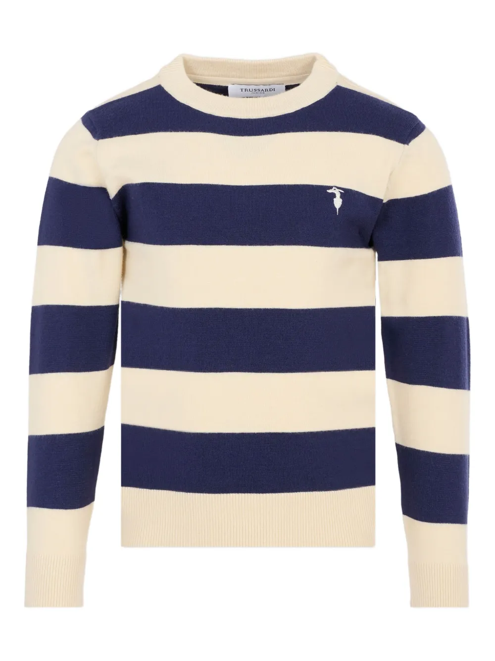 Полосатый джемпер с круглым вырезом TRUSSARDI JUNIOR, синий
Полосатый джемпер с круглым вырезом TRUSSARDI JUNIOR, синий