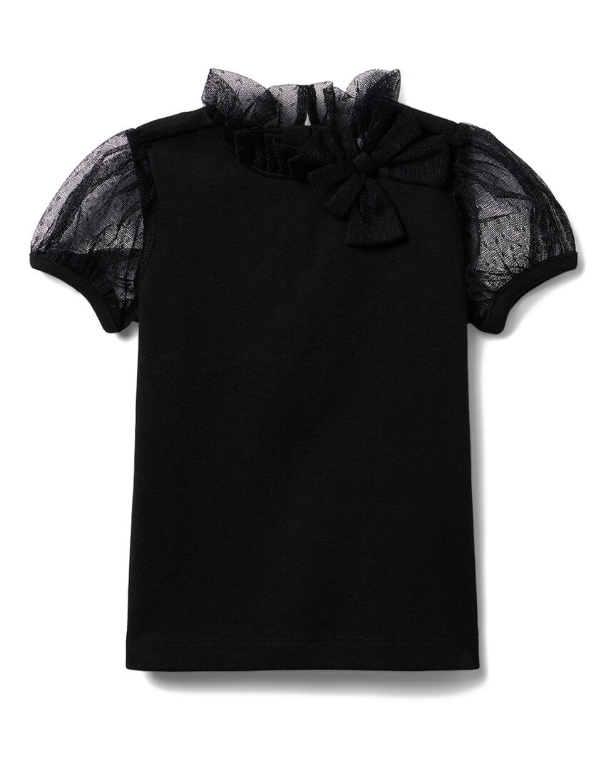 Топ с рукавами из тюля в горошек от Janie and Jack, черный
Топ с рукавами из тюля в горошек от Janie and Jack, черный