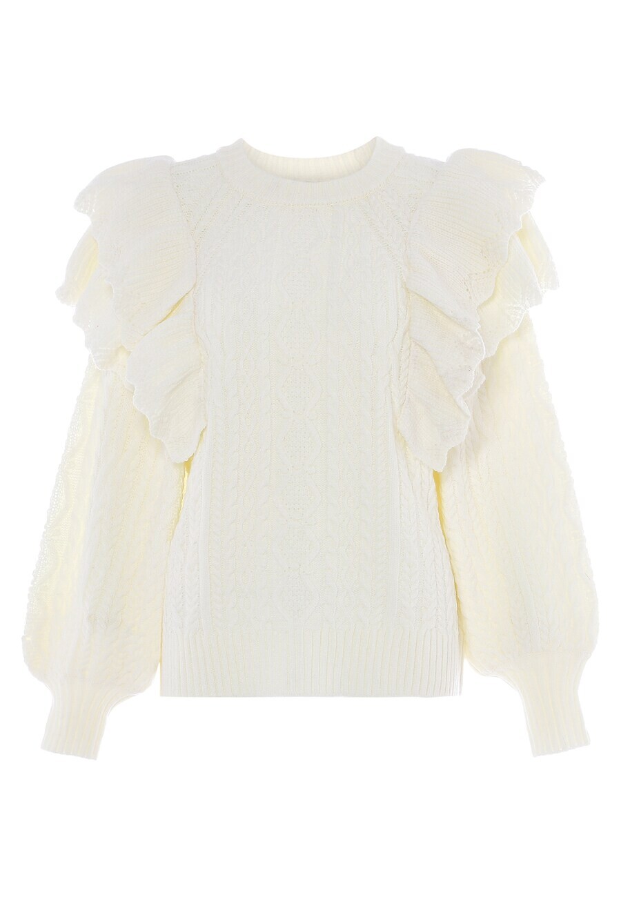 Тонкий вязаный свитер faina Sweater, белый
Тонкий вязаный свитер faina Sweater, белый