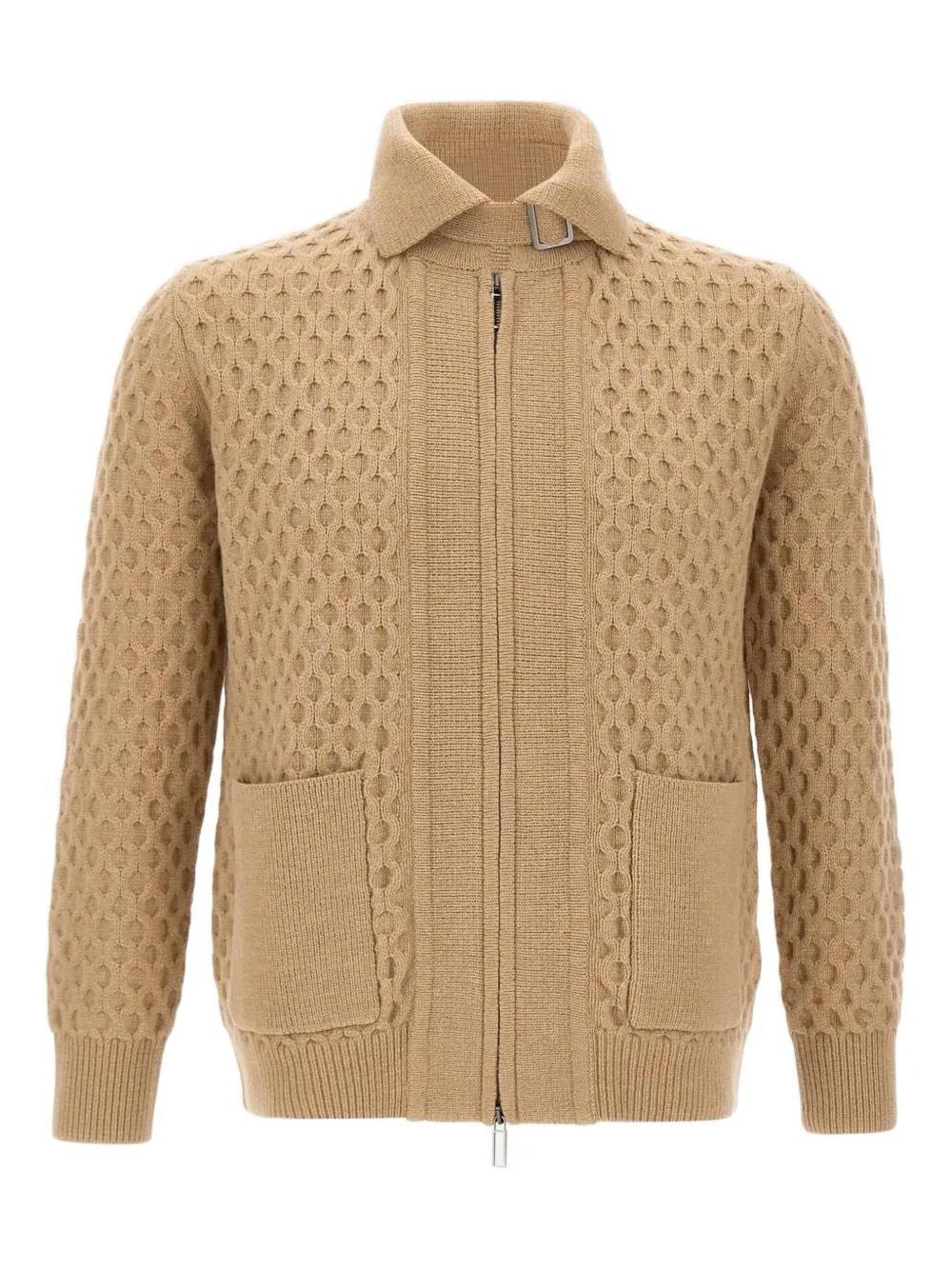 Кардиган на молнии с узором «соты» Paolo Pecora, нейтральный
Кардиган на молнии с узором «соты» Paolo Pecora, нейтральный
