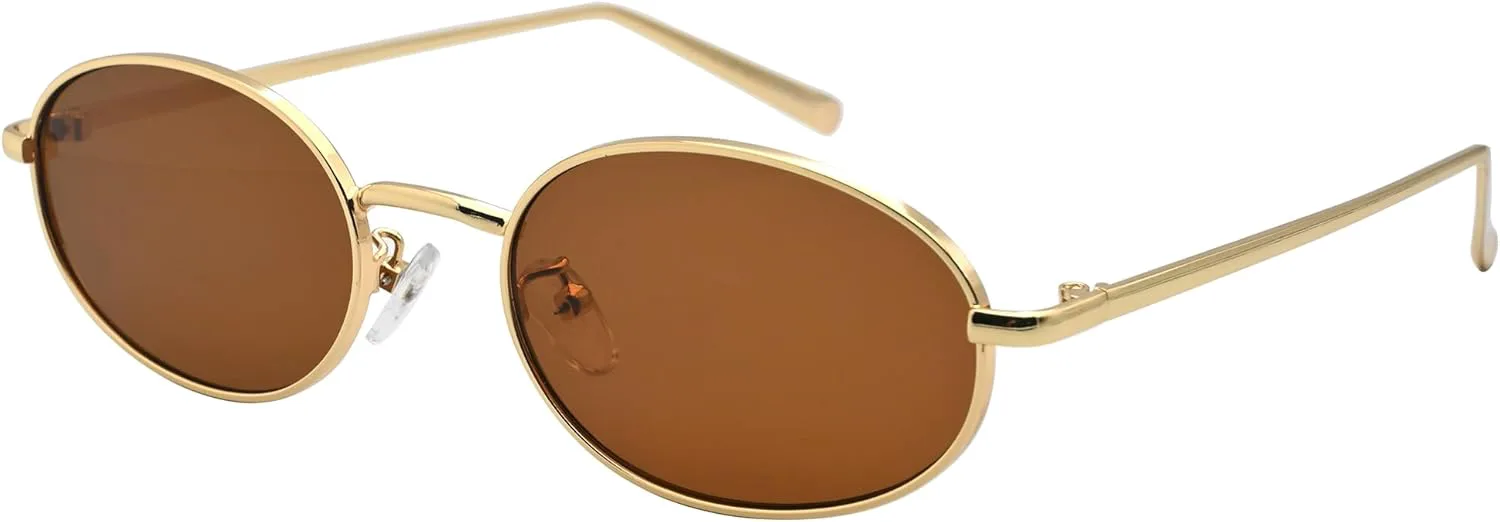 Ретро овальные солнцезащитные очки для женщин и мужчин, модные золотые солнцезащитные очки в винтажной металлической оправе Teumire, A03 Gold Frame/Brown Lens
Ретро овальные солнцезащитные очки для женщин и мужчин, модные золотые солнцезащитные очки в винтажной металлической оправе Teumire, A03 Gold Frame/Brown Lens