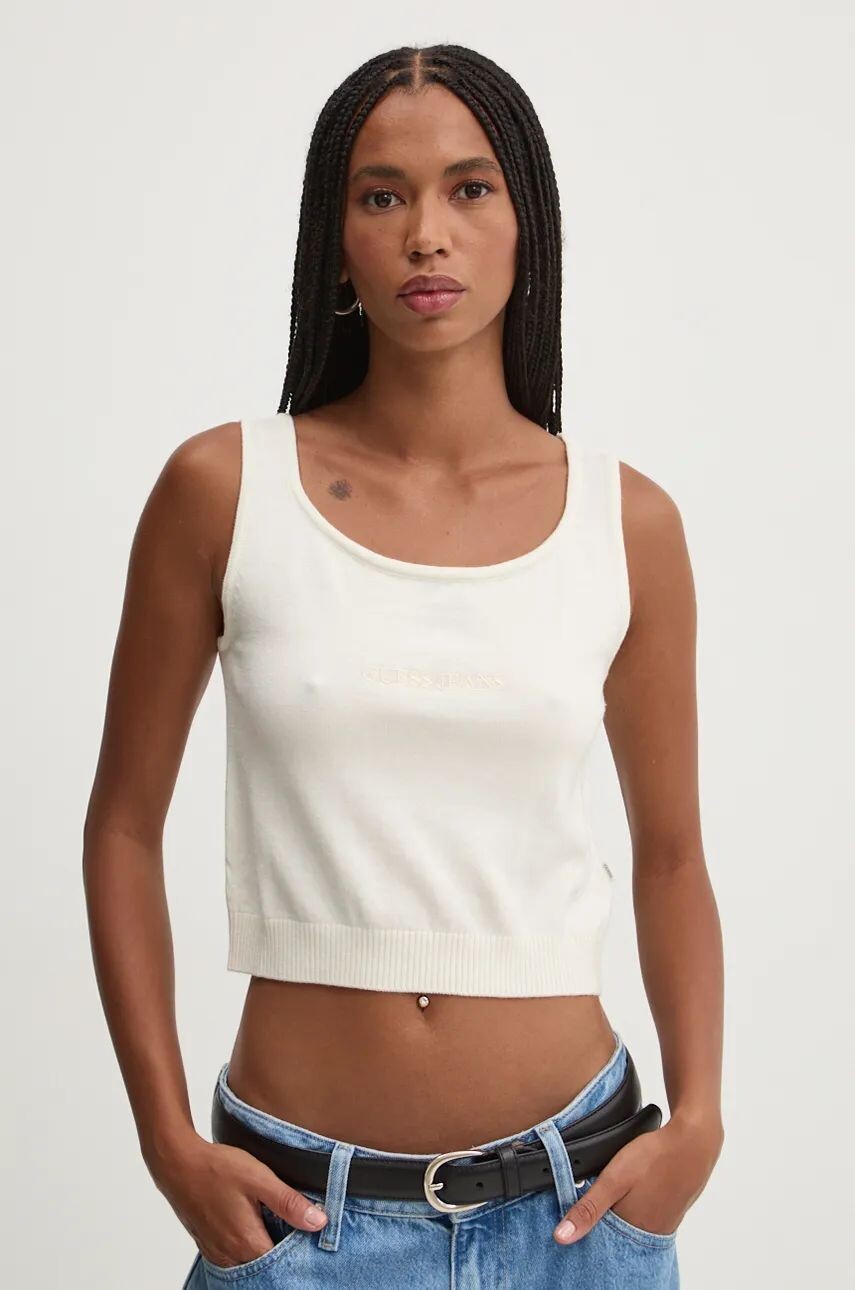 Топ Guess Jeans с добавлением шелка, бежевый 
Топ Guess Jeans с добавлением шелка, бежевый