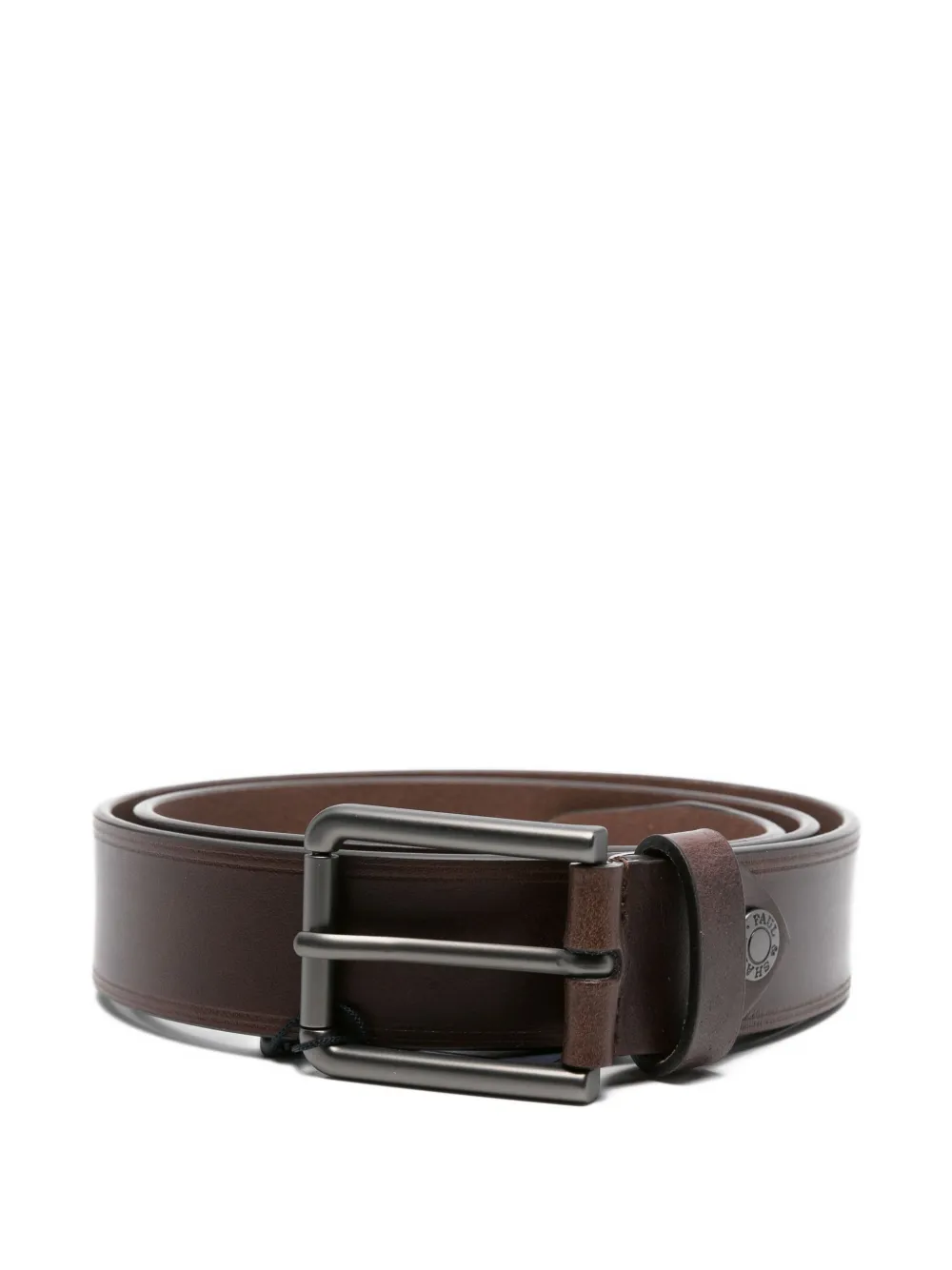 Кожаный ремень с пряжкой цвета оружейной стали Paul & Shark, коричневый 
Кожаный ремень с пряжкой цвета оружейной стали Paul & Shark, коричневый