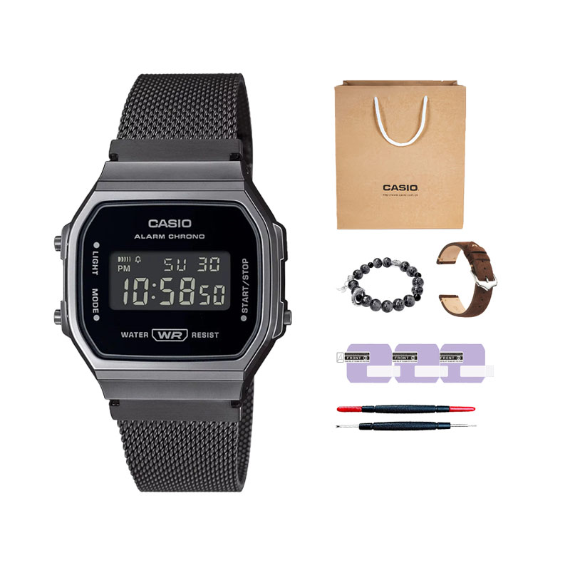 Унисекс винтажная черная модель часов A168WEMB-1B CASIO
Унисекс винтажная черная модель часов A168WEMB-1B CASIO