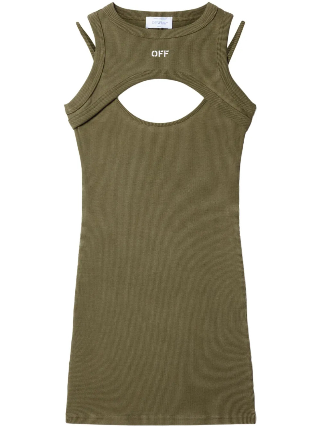 Off-White платье в рубчик с вырезами, зеленый
Off-White платье в рубчик с вырезами, зеленый