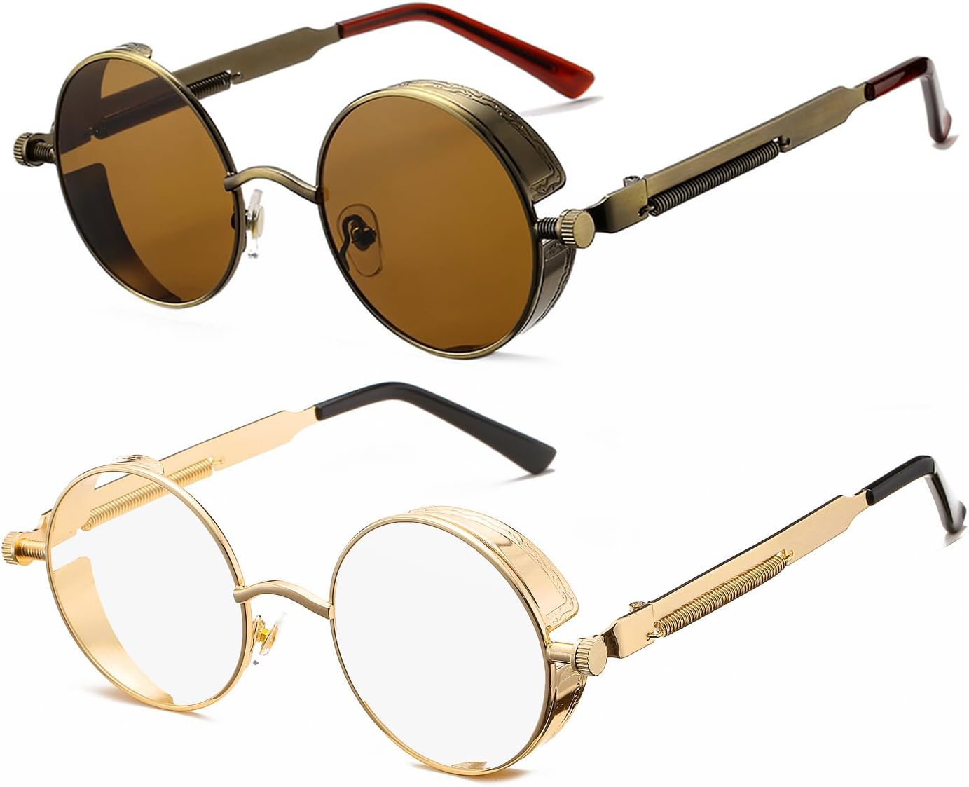 HJSTES Винтажные круглые солнцезащитные очки в стиле стимпанк для женщин и мужчин, круглые готические очки в ретро-металлической оправе, 2 Pack (Brown Lens/Bronze+clear Lens/Gold)
HJSTES Винтажные круглые солнцезащитные очки в стиле стимпанк для женщин и мужчин, круглые готические очки в ретро-металлической оправе, 2 Pack (Brown Lens/Bronze+clear Lens/Gold)
