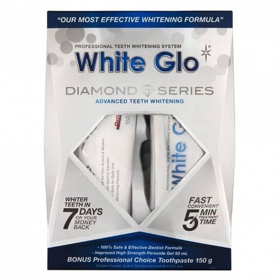 Передовая система отбеливания зубов Diamond Series, 7-дневное отбеливание зубов + зубная паста, 100 мл White Glo
Передовая система отбеливания зубов Diamond Series, 7-дневное отбеливание зубов + зубная паста, 100 мл White Glo