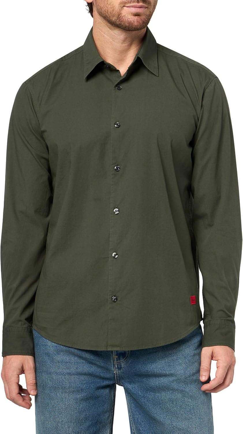 HUGO Мужская приталенная фланелевая рубашка на пуговицах, Hunter Green
HUGO Мужская приталенная фланелевая рубашка на пуговицах, Hunter Green