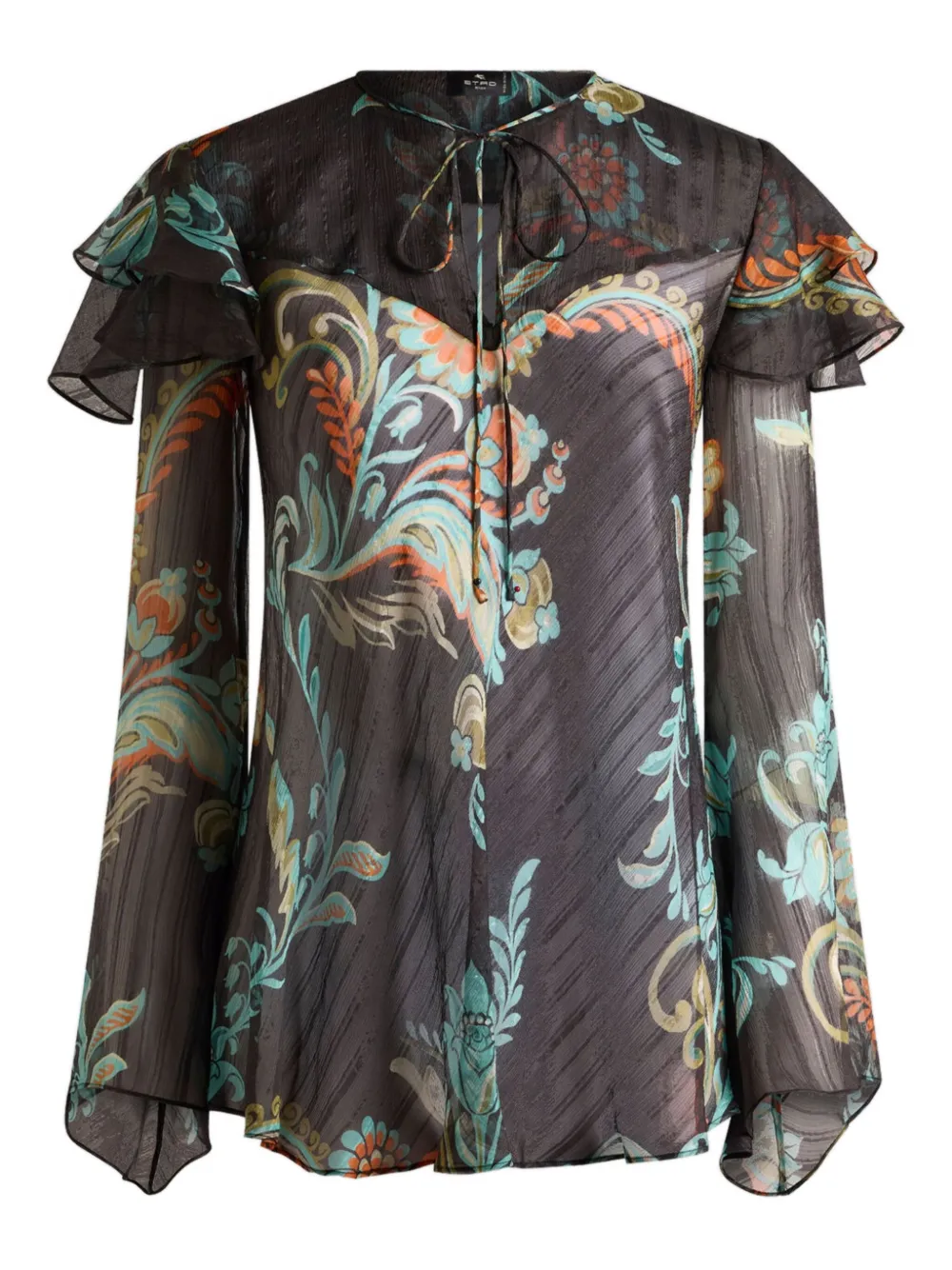 Блузка с оборками и цветочным принтом ETRO, черный
Блузка с оборками и цветочным принтом ETRO, черный