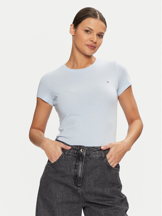 Футболка узкого кроя Tommy Jeans, голубой 
Футболка узкого кроя Tommy Jeans, голубой