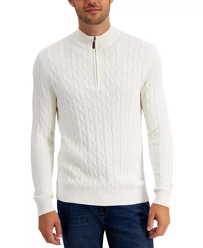 Мужской хлопковый свитер с кабельной вязкой и застежкой на четверть Club Room, загар/бежевый
Мужской хлопковый свитер с кабельной вязкой и застежкой на четверть Club Room, загар/бежевый