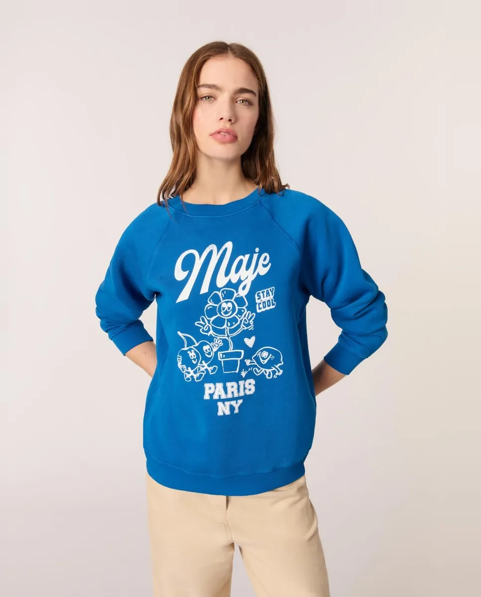 Женская толстовка с круглым вырезом и узором спереди Maje, синий
Женская толстовка с круглым вырезом и узором спереди Maje, синий