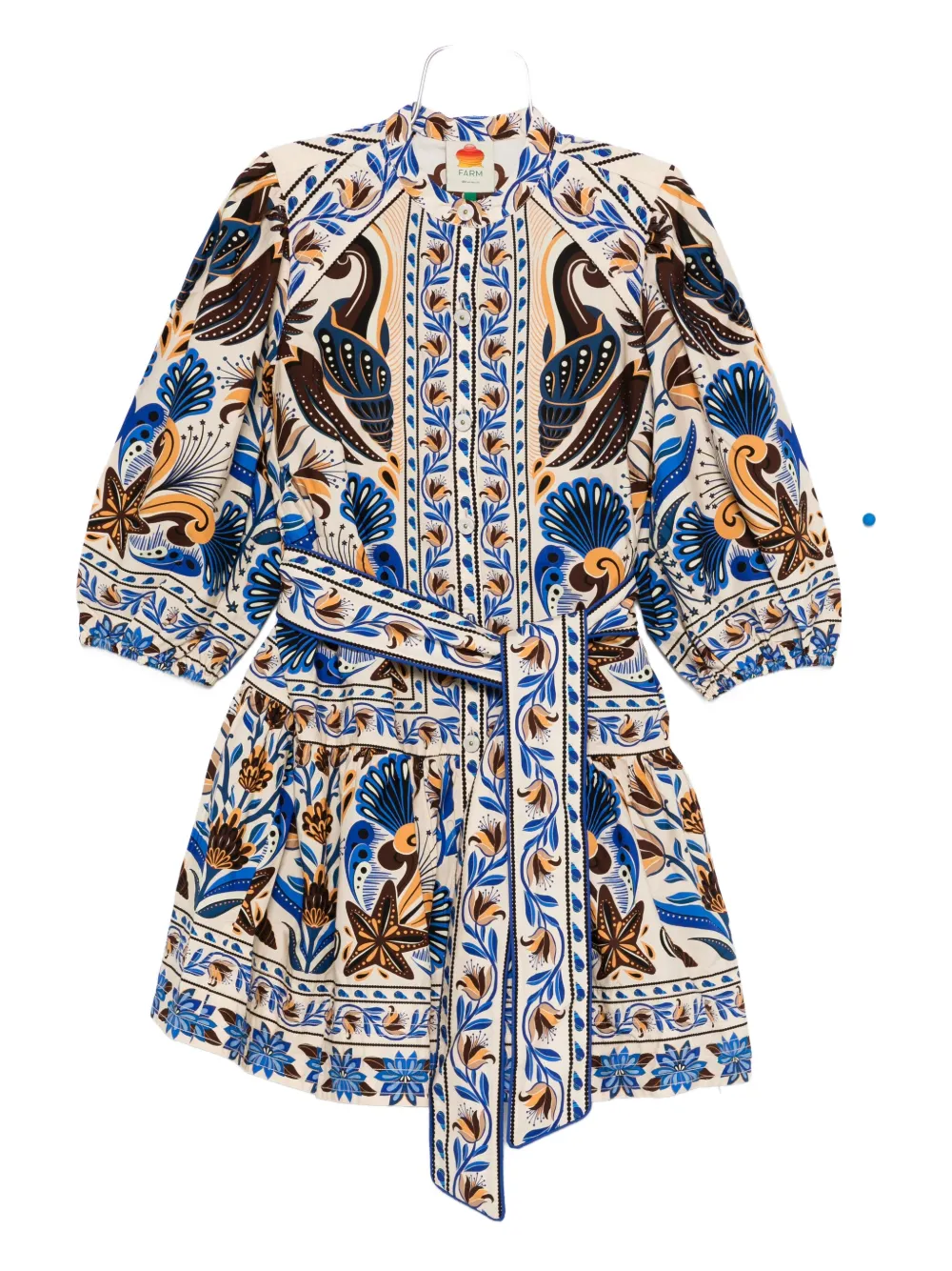 Платье-рубашка мини с поясом и принтом FARM Rio, синий
Платье-рубашка мини с поясом и принтом FARM Rio, синий