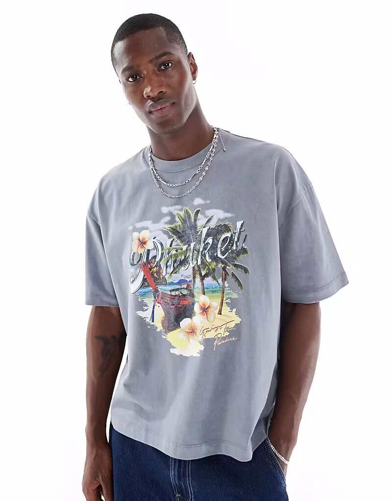 Футболка свободного кроя ASOS DESIGN из плотной ткани плотностью 220 г/м² светло-серого цвета с летним принтом
Футболка свободного кроя ASOS DESIGN из плотной ткани плотностью 220 г/м² светло-серого цвета с летним принтом