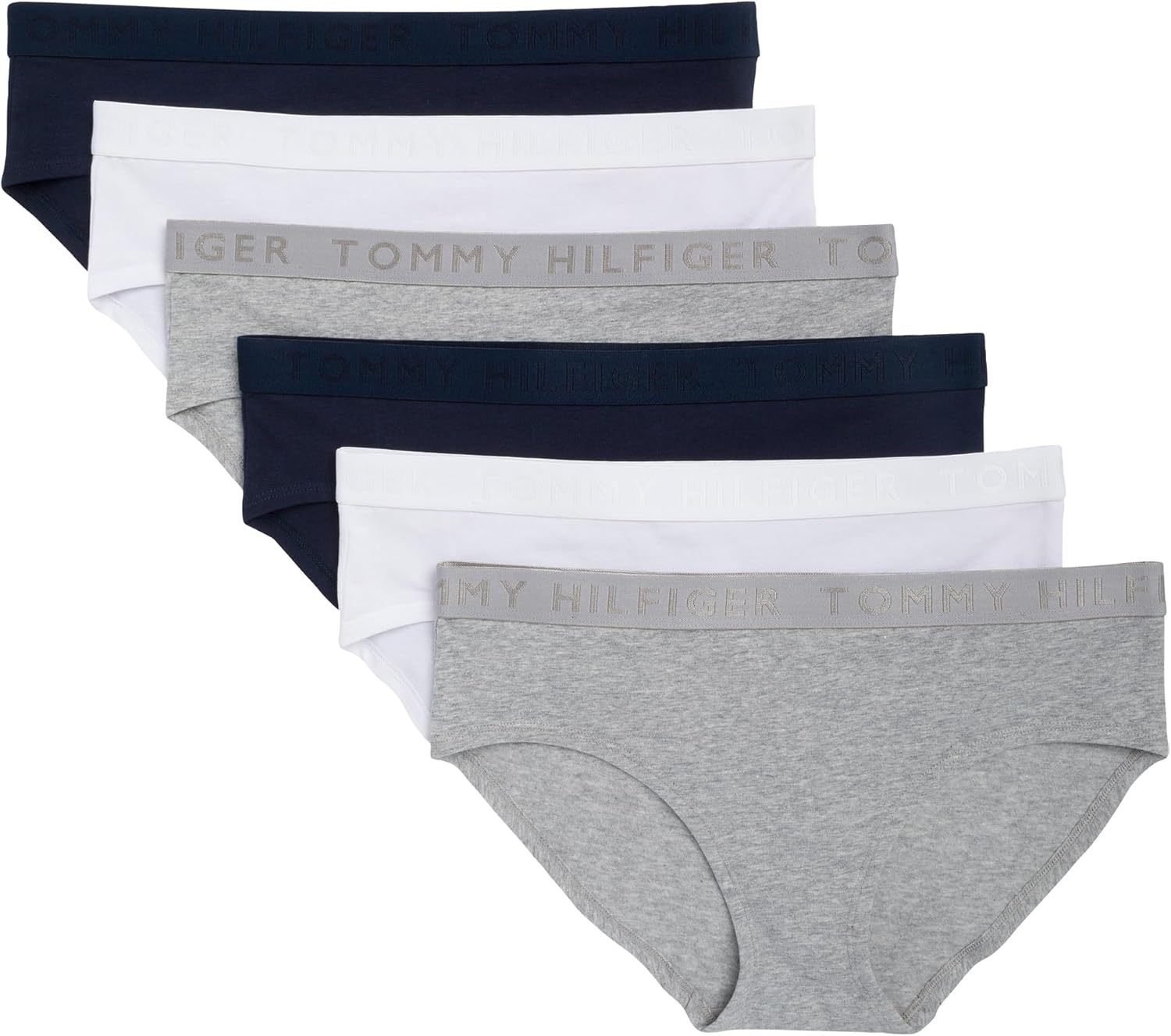 Женское хлопковое нижнее белье Tommy Hilfiger Hipster, упаковка 6 пар, Heather Grey/White/Navy
Женское хлопковое нижнее белье Tommy Hilfiger Hipster, упаковка 6 пар, Heather Grey/White/Navy
