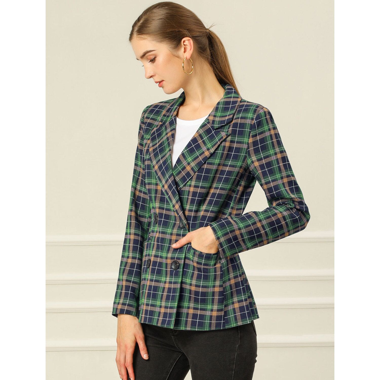 Женский двубортный пиджак в клетку с зубчатыми лацканами ALLEGRA K, желтый
Женский двубортный пиджак в клетку с зубчатыми лацканами ALLEGRA K, желтый