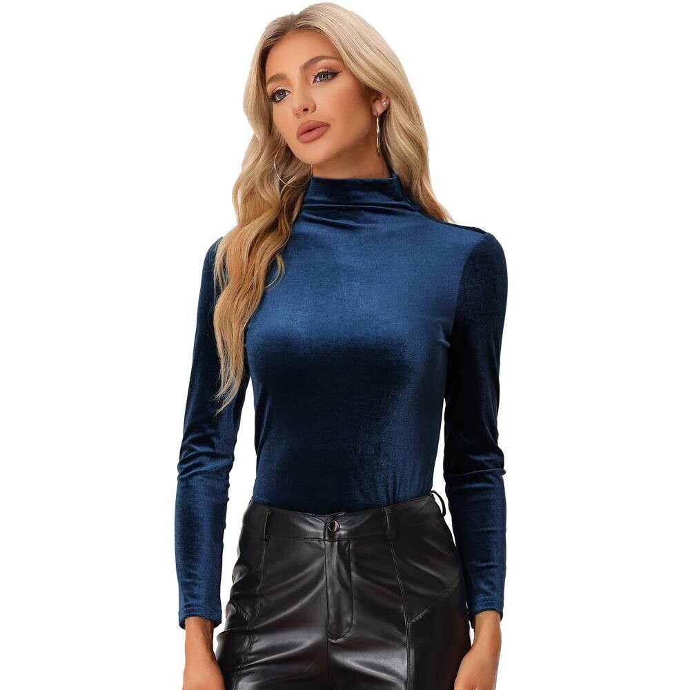 Женская водолазка, бархатный топ, рабочие рубашки с длинными рукавами, базовая велюровая блузка ALLEGRA K, цвет Dark Blue
Женская водолазка, бархатный топ, рабочие рубашки с длинными рукавами, базовая велюровая блузка ALLEGRA K, цвет Dark Blue