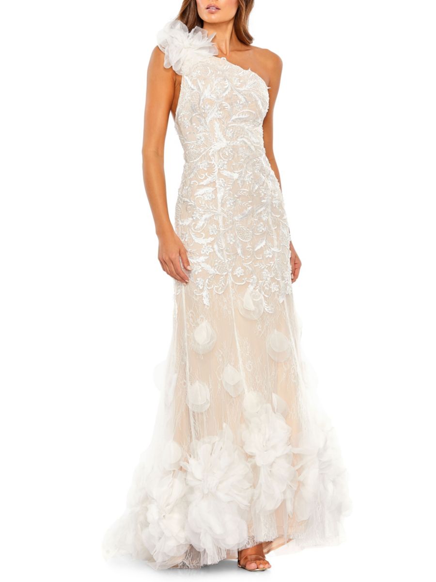 Кружевное платье-русалка на одно плечо Mac Duggal, слоновая кость
Кружевное платье-русалка на одно плечо Mac Duggal, слоновая кость