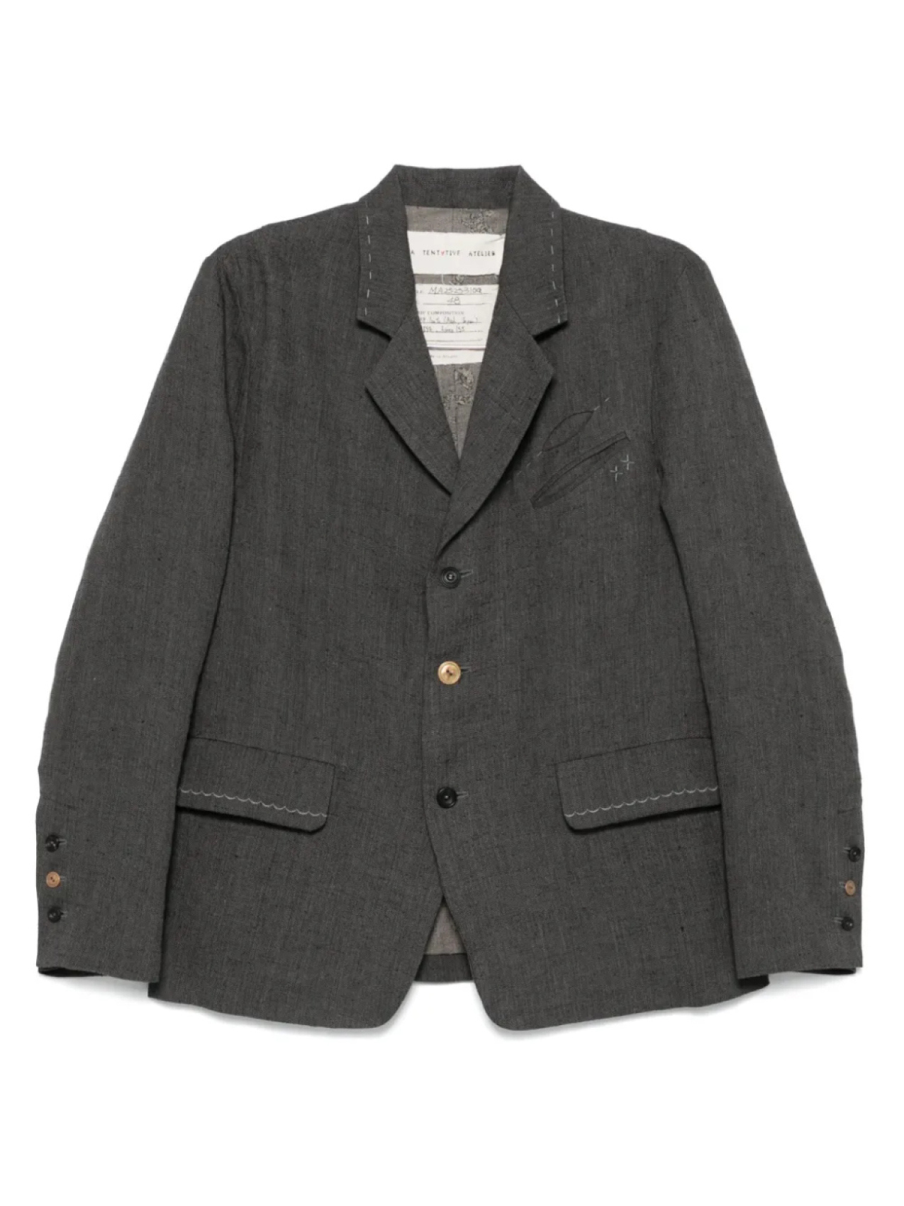 A Tentative Atelier пиджак с декоративной строчкой, серый
A Tentative Atelier пиджак с декоративной строчкой, серый