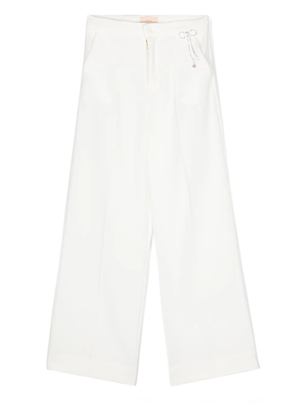 Широкие брюки с завышенной талией Elisabetta Franchi La Mia Bambina, белый 
Широкие брюки с завышенной талией Elisabetta Franchi La Mia Bambina, белый
