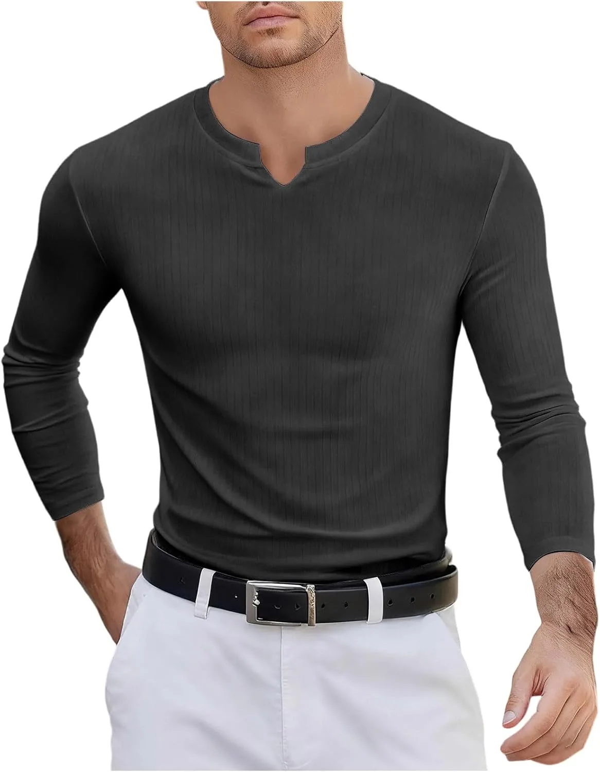 Мужская футболка с длинным рукавом и V-образным вырезом, Slim Fit, Ribbed Xiaojmake
Мужская футболка с длинным рукавом и V-образным вырезом, Slim Fit, Ribbed Xiaojmake